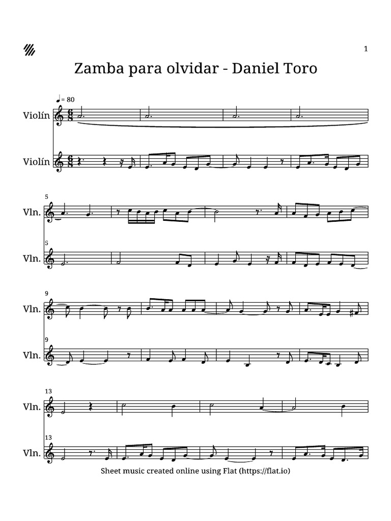 Zamba para Olvidar Dos Violines PDF