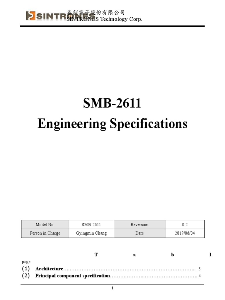 SMB-2611 Engineering Specification - 20190604A | PDF | Usb ...
