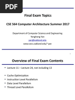 Final Exam Topics: CSE 564 Computer Architecture Summer 2017