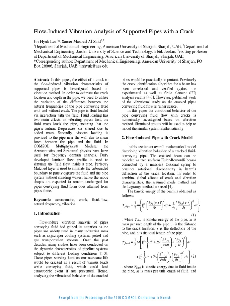 Flow-Induced Vibration Analysis of Supported Pipes With A Crack | PDF ...