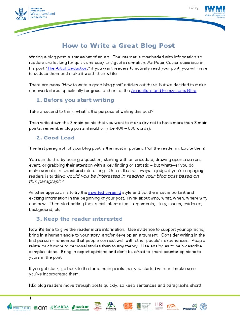 Crafting Engaging Blog Posts | PDF | Argument | Blog