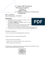 Biology Worksheet - Cell Division 1