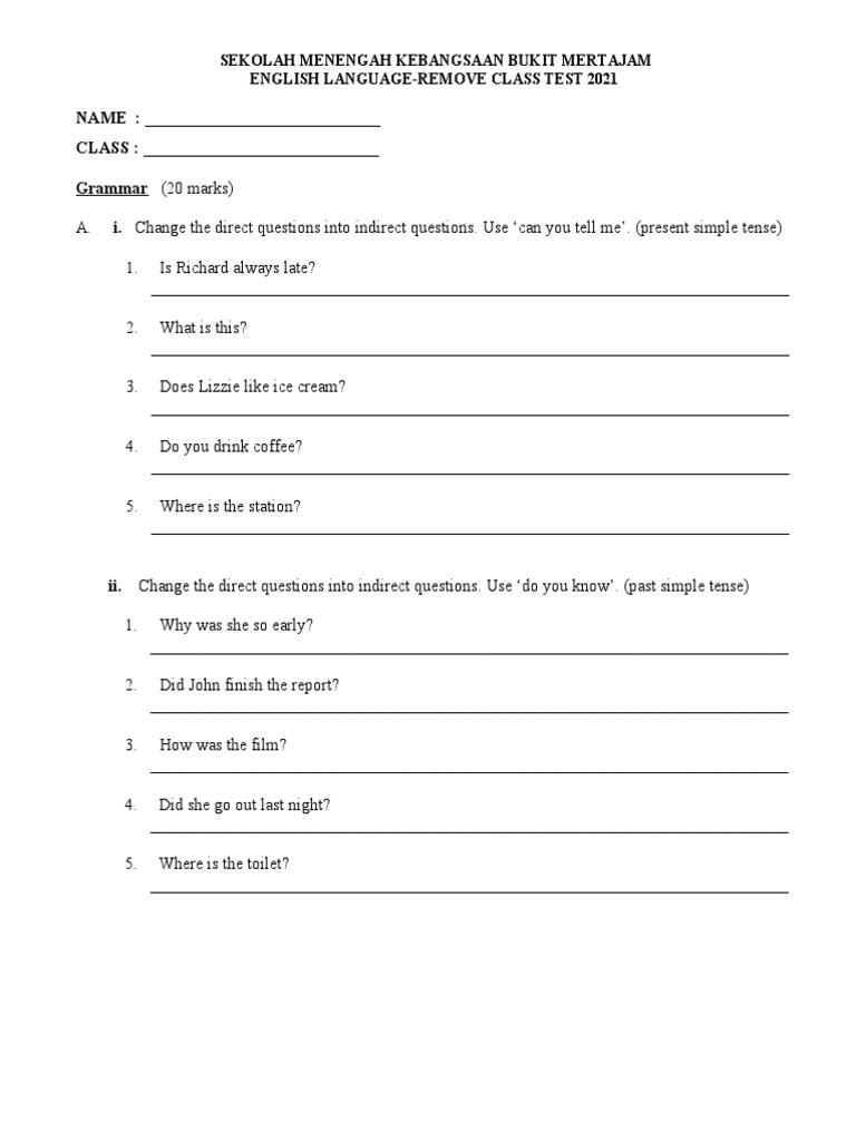 English Grammar Test for Students | PDF | Language Arts & Discipline