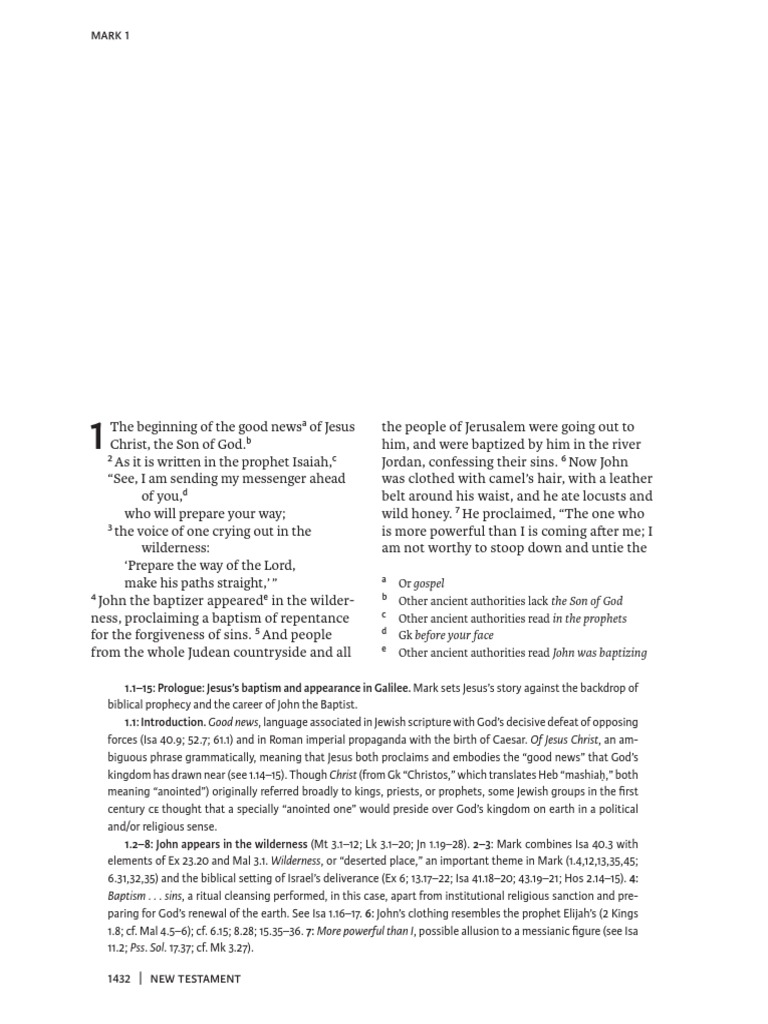 Mark 1: Suzanne Wa!s Henderson | PDF | Jesus | Gospel Of Mark