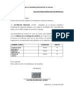 Solicitud Regularización de Matricula - Hidraulica