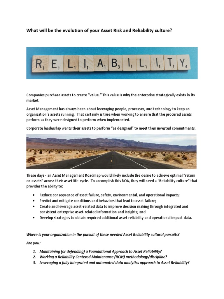 Reliability, Culture and Data-1 | PDF | Reliability Engineering ...