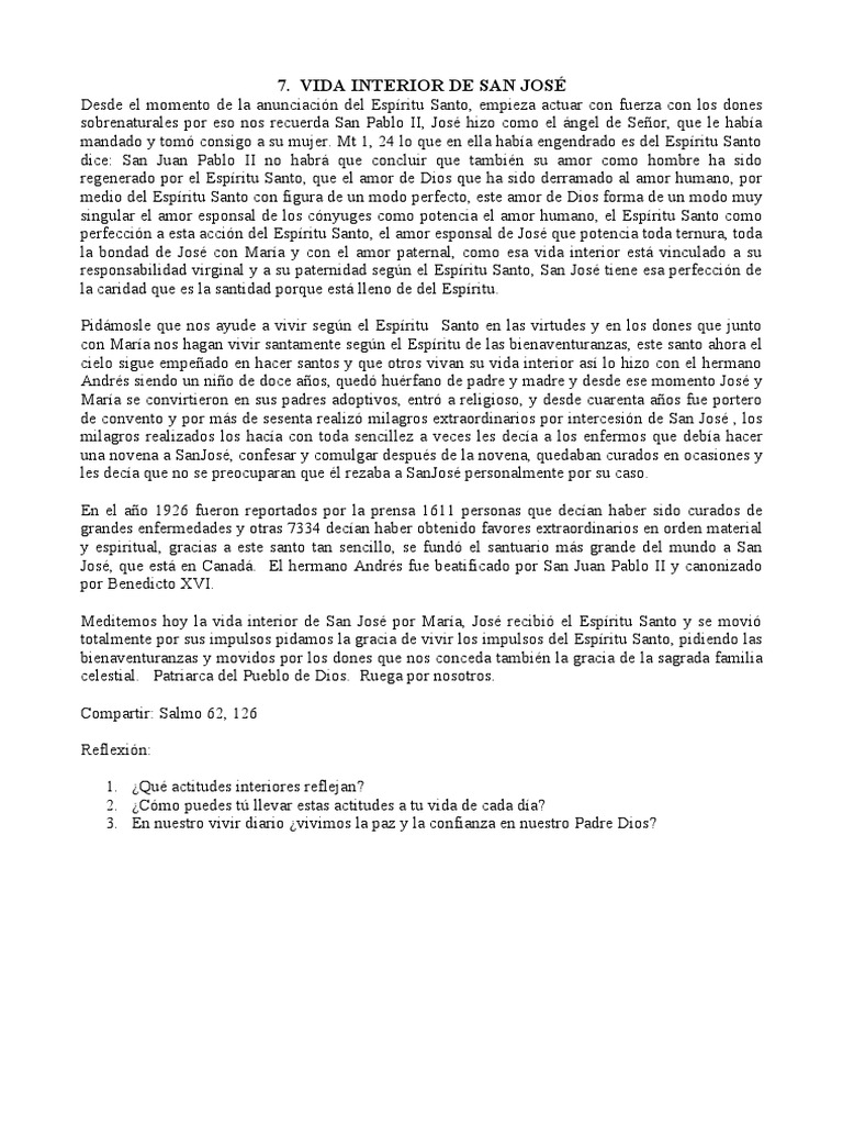 Vida Interior de San José | PDF | espíritu Santo | María, madre de Jesús