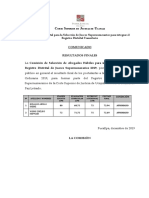 Comunicado de Resultados Finales