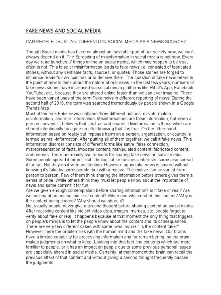 Fake News and Social Media | PDF | Social Media | Popular Culture ...