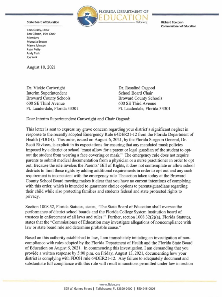 Florida Education Compliance Investigation | PDF | Regulatory ...