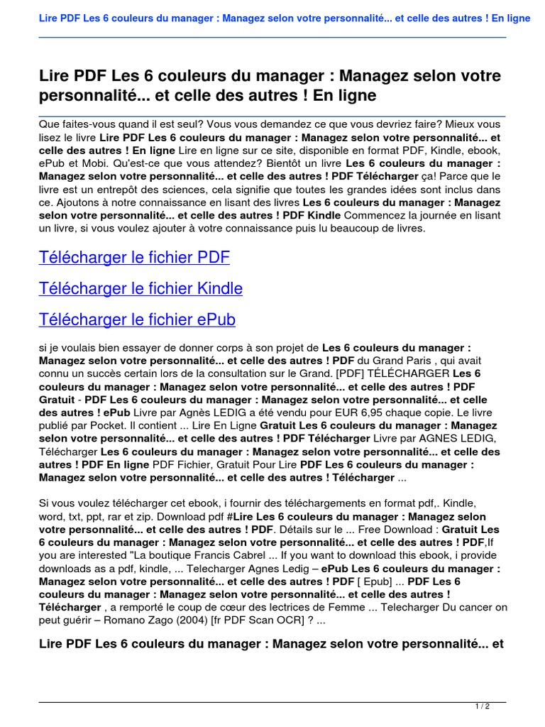 Les 6 Couleurs Du Manager Managez Selon Votre Personnalite Et Celle Des ...