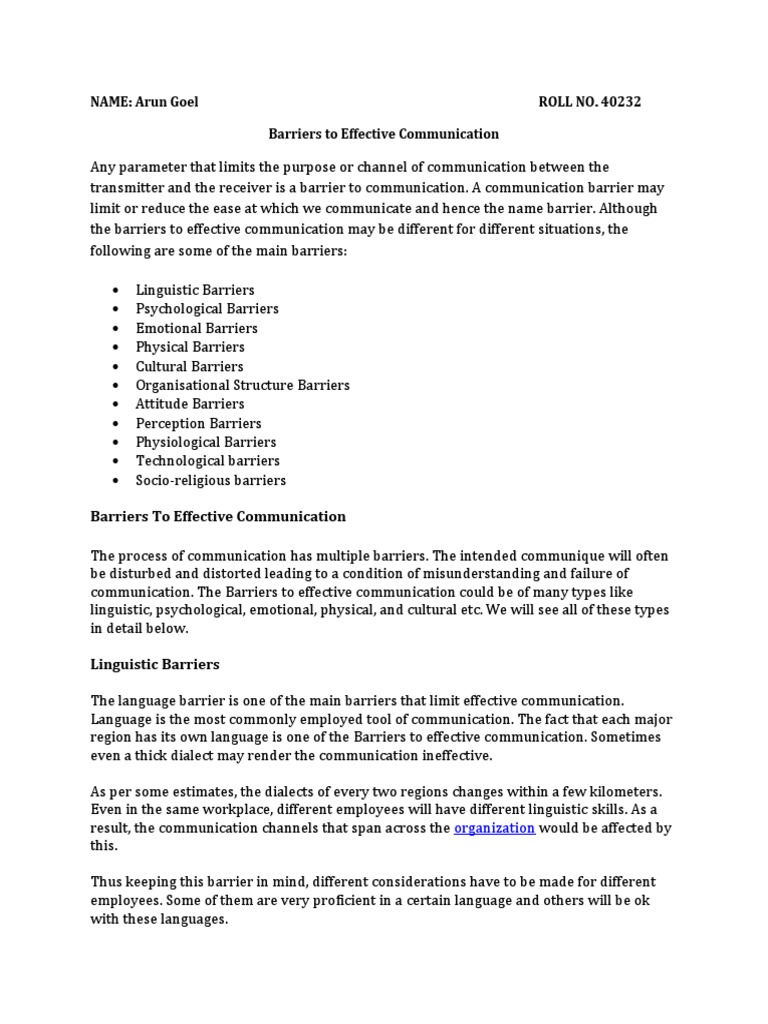 Barriers to Effective Communication | PDF | Communication | Emotions