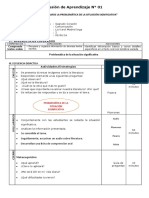 Sesión de Aprendizaje #01-4to - Problemática de La Situación Significativa