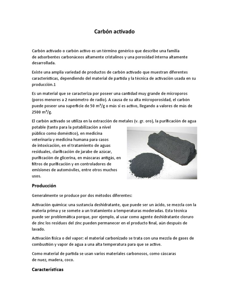 Carbón Activado PDF Física Aplicada e Interdisciplinaria Gases