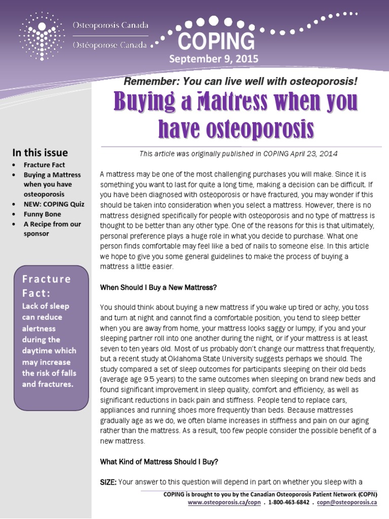 Bed Matress For Osteoporosis People PDF Mattress Bed