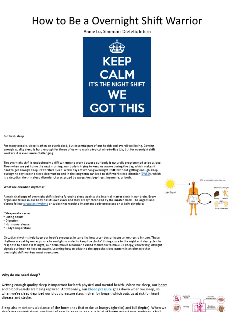 Guide To Overnight Shift PDF Sleep Shift Work