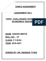 Challenges Faced by An Economics Teacher
