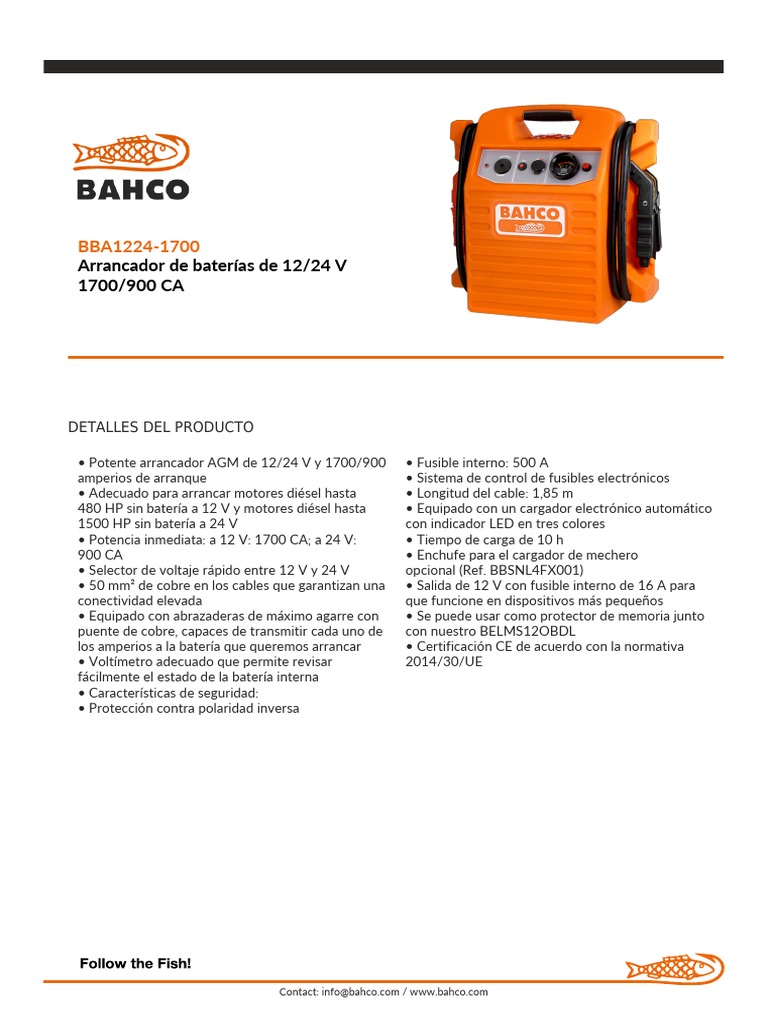 ARRANCADOR DE BATERÍAS 12 V BAHCO