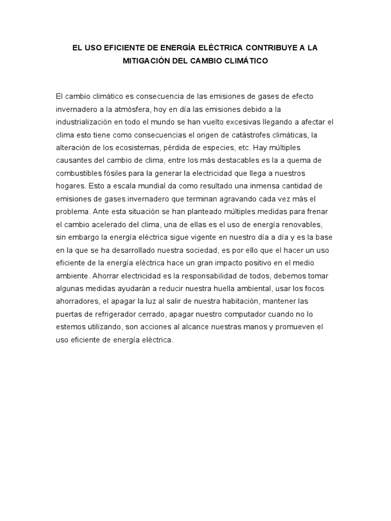 El Uso Eficiente de Energía Eléctrica Contribuye A La Mitigación Del ...