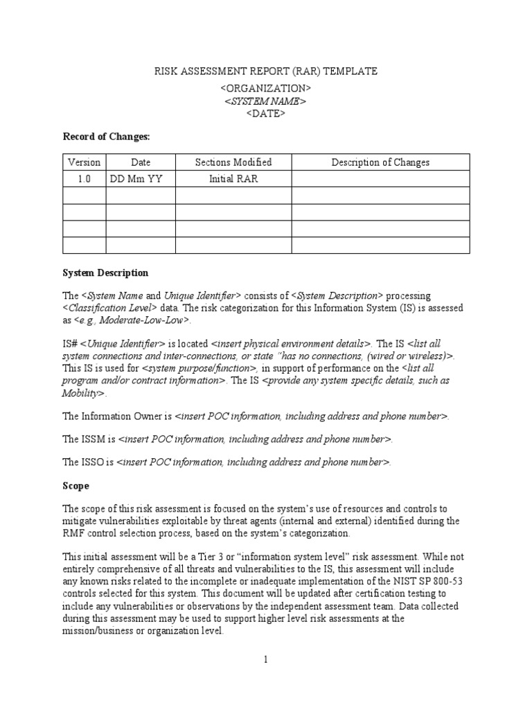 Risk Assessment Report Template Nov17 | PDF | Risk | Vulnerability ...
