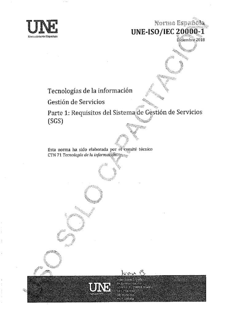 ISO 20000-1 - 2018 TI Gestion de Servicios | PDF