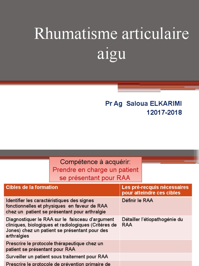 Critères de Jones pour le RAA | PDF | Sciences de la santé | Épidémiologie