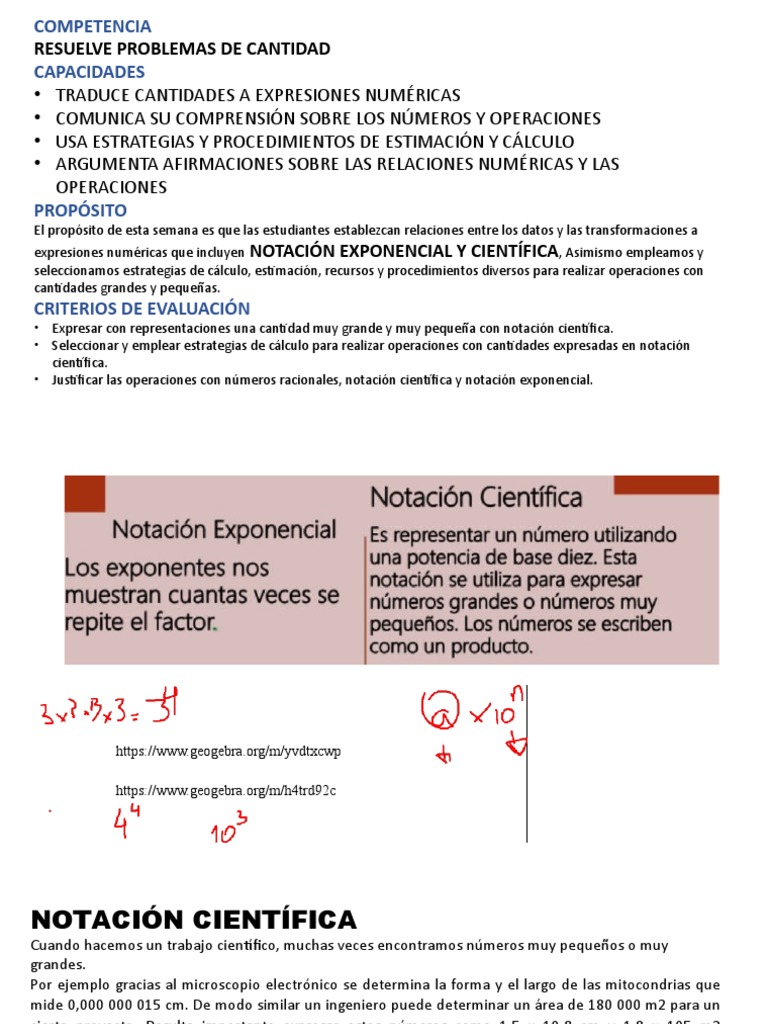 6ta Semana Notación Científica y Exponencial | PDF | Matemáticas