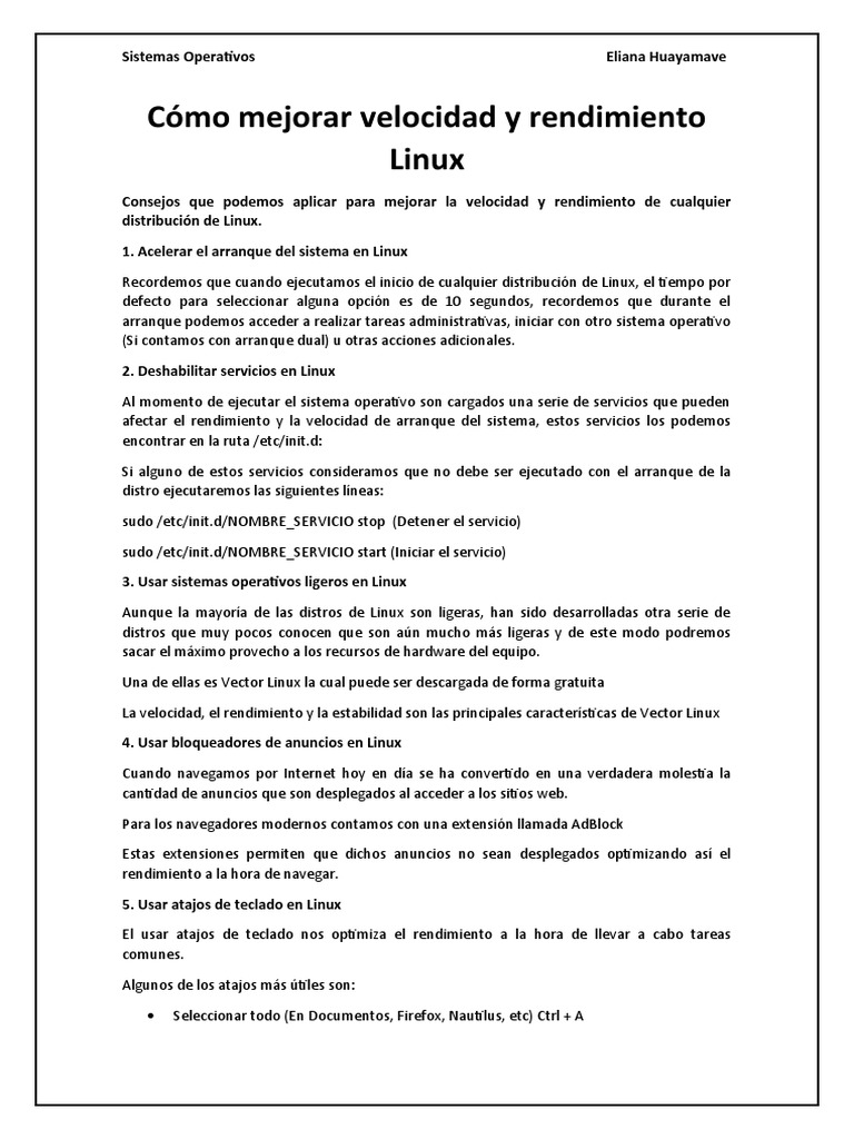 Optimización del Rendimiento en Linux | PDF | Distribución de Linux ...