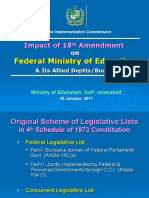 Impact of 18th Amendment on Federal Ministry of Education & Its Allied Deptts/Bodies