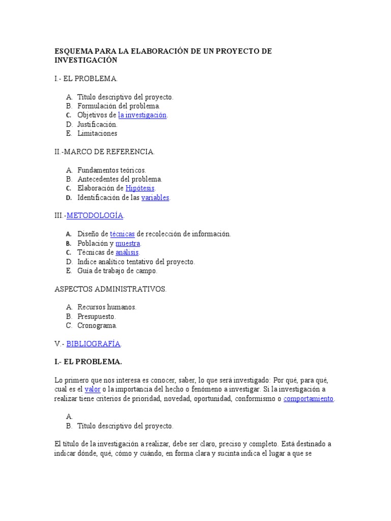 Esquema para La Elaboración de Un Proyecto de Investigación | PDF ...