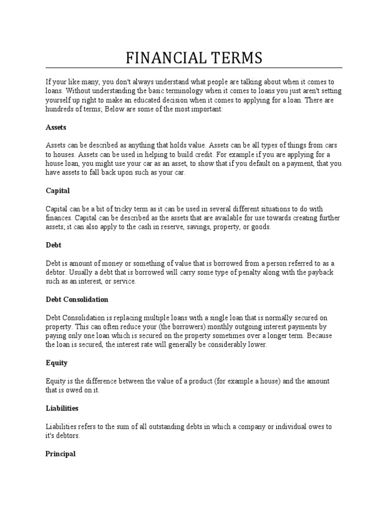 Loan Terms for Beginners | PDF | Debt | Loans