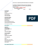 Sample of Projected Balance Sheet