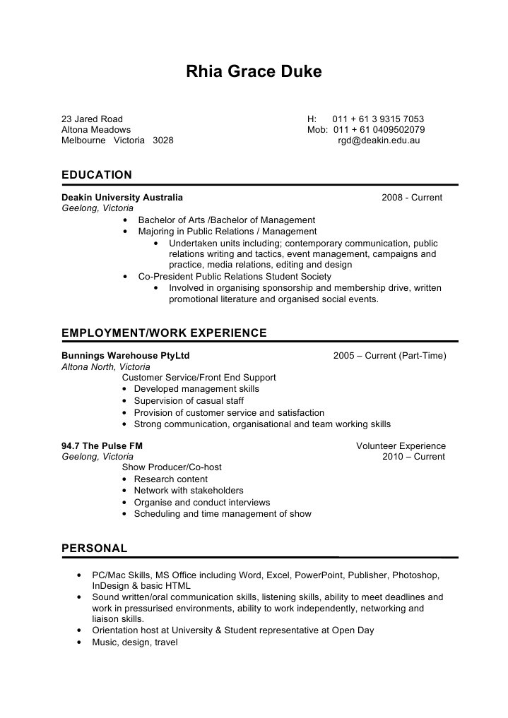 Rhia Grace Duke: Education & Experience | PDF