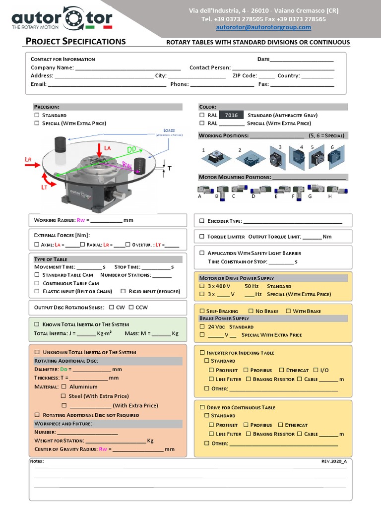 Autorotor Sizing Sheet - (Table - ENG) | PDF | Electric Motor ...