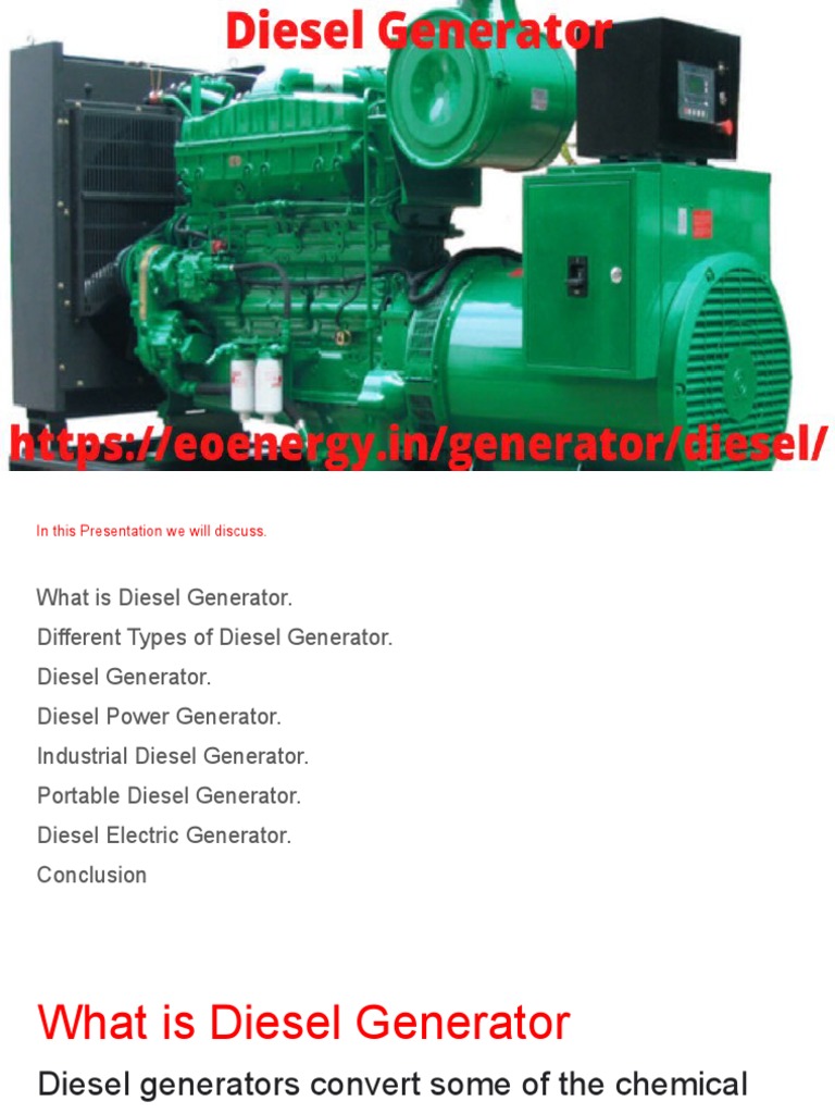 Overview of Diesel Generator Types | PDF | Electric Generator | Diesel ...