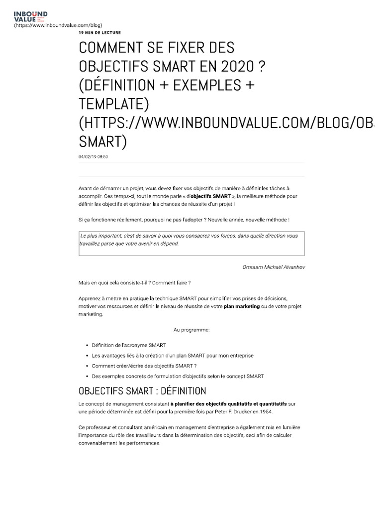Objectif Smart | PDF