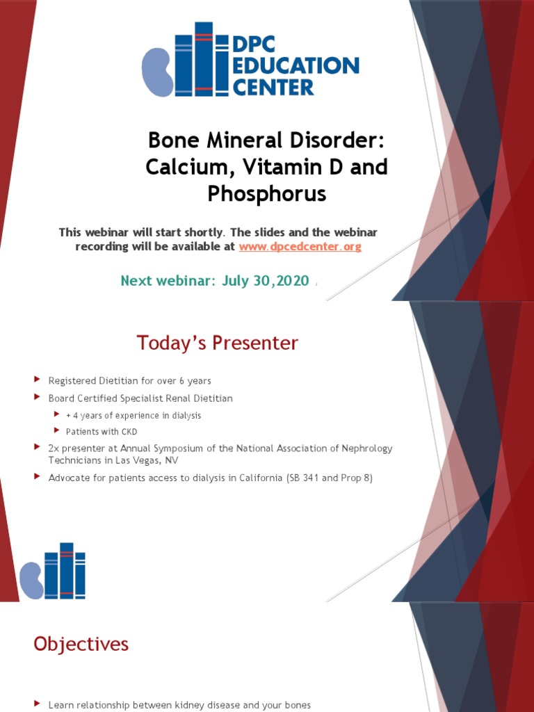 CKD and Bone Mineral Disorder Webinar | PDF | Vitamin D | Medical ...
