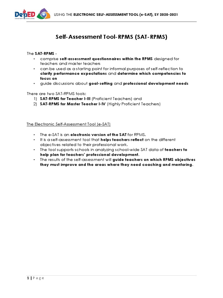 e-SAT Guide for Teachers SY 2020-2021 | PDF | Microsoft Excel ...