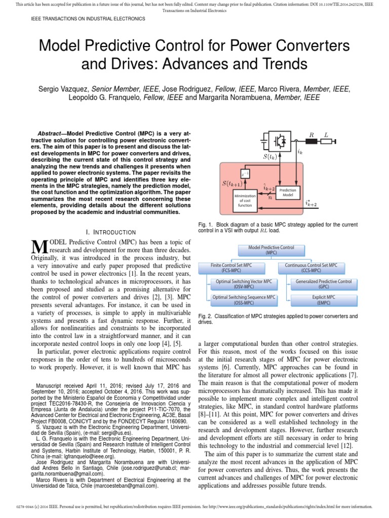 Model Predictive Control For Power Converters and Drives Advances and
