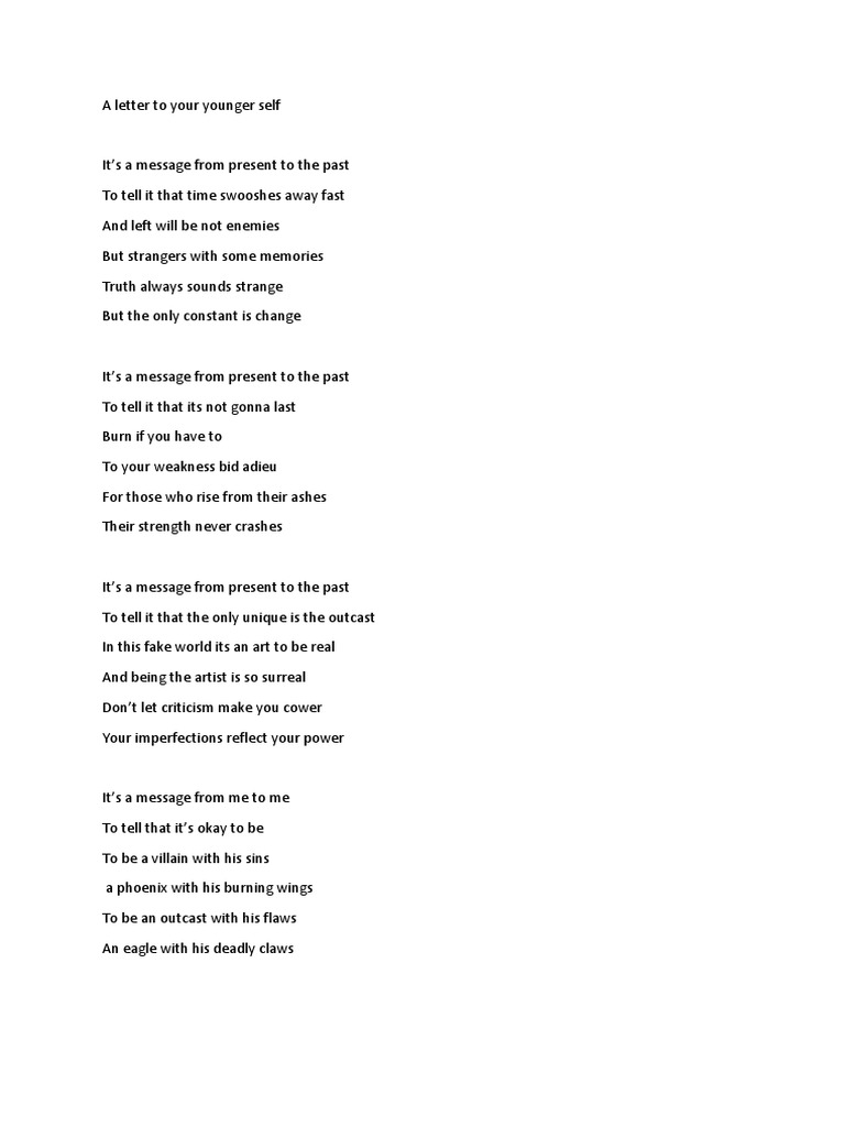 Letter to My Younger Self: A Poem | PDF | Young Adult | General Fiction