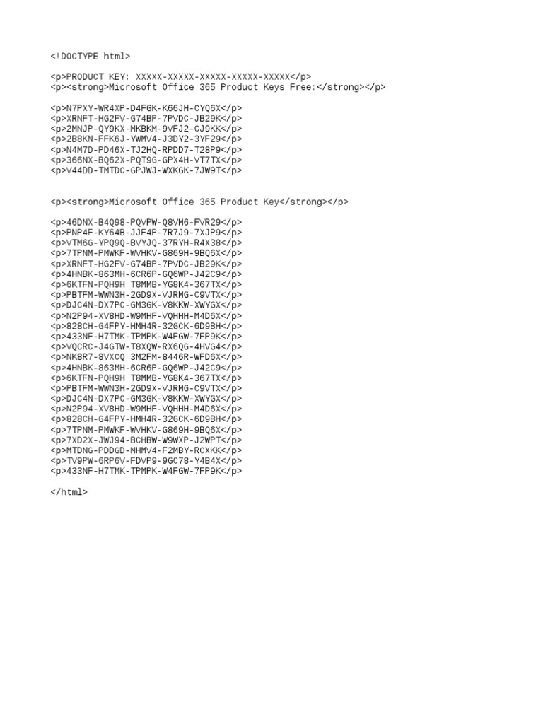 Office 365 Keys PDF