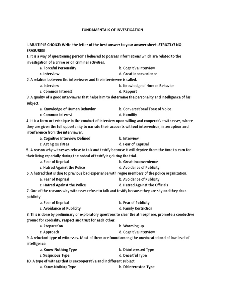 Cognitive Interview Techniques in Investigations | PDF | Forensic ...