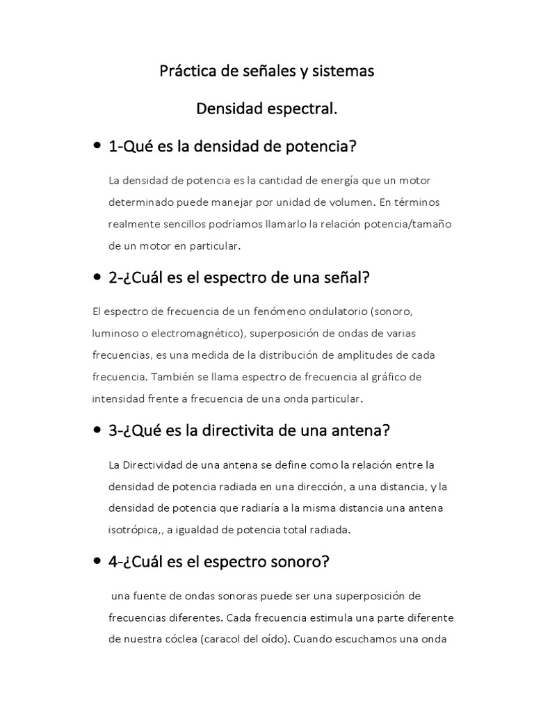 Densidad Espectral y Espectros de Señales | PDF | Densidad espectral | Olas