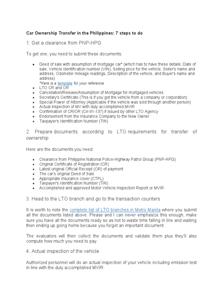 Legal Documentation and Vehicle Ownership Transfer Procedures