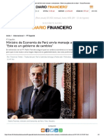 Ministro de Economía de Perú Envía Mensaje A Inversionistas - Este Es Un Gobierno de Cambios - Diario Financiero