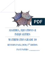 Algebra, Equations & Inequalities Mathematics Grade 10: Revision Pack (2020) 2 Edition Past Papers