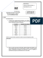 Avaliação Nivelamento Ef07ma04 - 8º Ano