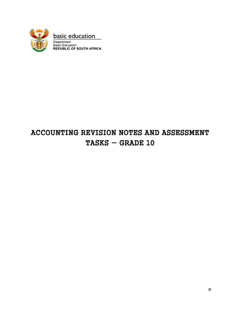 Accounting Revision Notes and Assessment Tasks PDF Bookkeeping