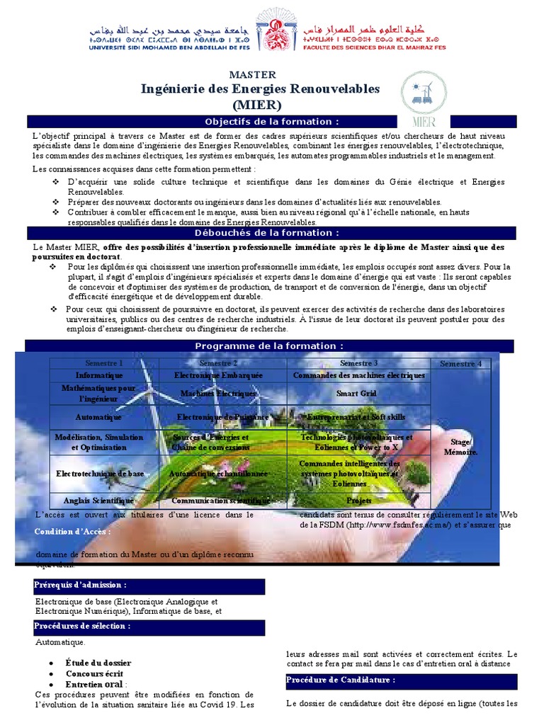 Master en Ingénierie des Énergies Renouvelables | PDF | Énergie ...