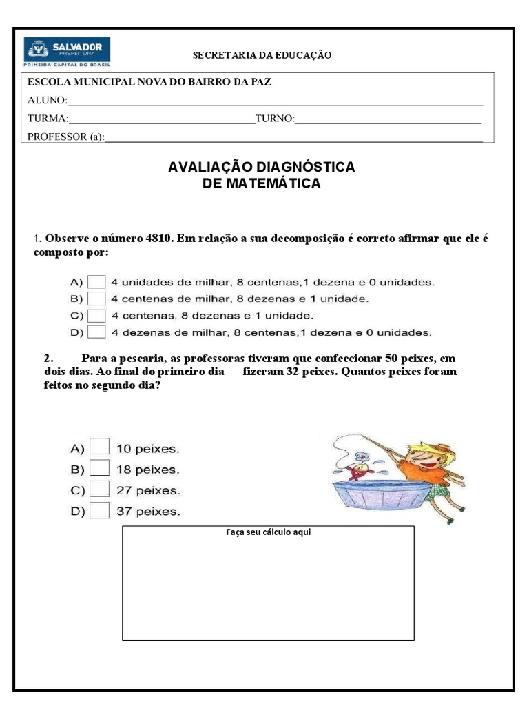 Avaliação Diagnóstica de Matemática - 5º Ano 2021 | PDF